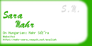 sara mahr business card
